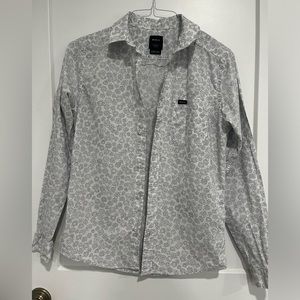RVCA Men’s Slim Fit long sleeve button down shirt XS